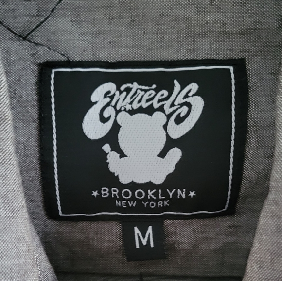 NWOT Entree LS Mens button down shirt gray & leopard print- 100% cotton - Medium - Picture 8 of 9